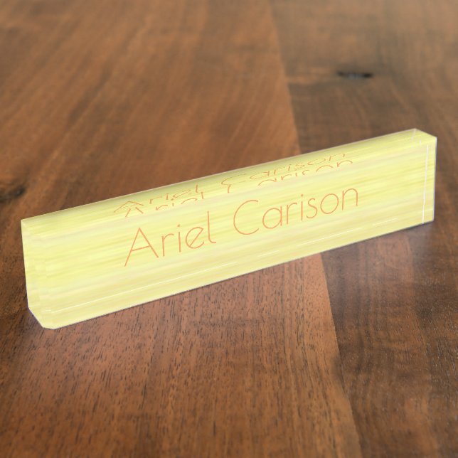 Placa de nombre de escritorio - Amarillo lavado de (Lateral)