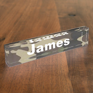 Placa de nombre de escritorio camuflaje James