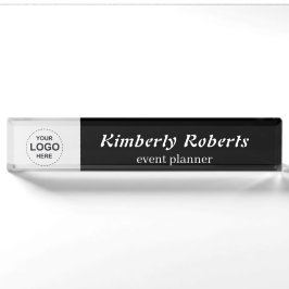 Placa de nombre de escritorio con logotipo de empr
