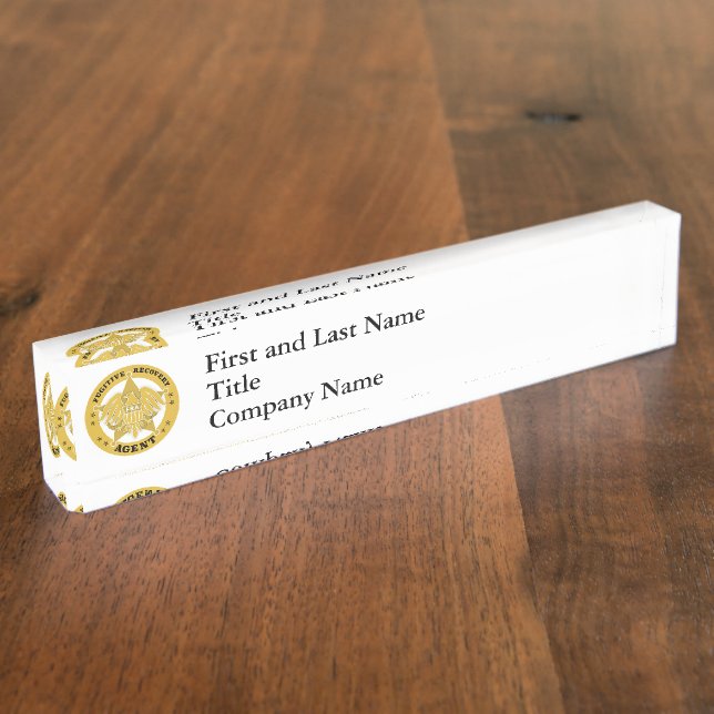 PLACA DE NOMBRE DE ESCRITORIO DE BADGE DEL AGENTE  (Lateral)