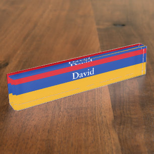 Placa de nombre de escritorio de bandera armenia p