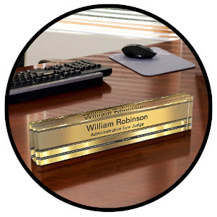 Placa de nombre de escritorio de juez de derecho a