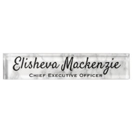 Placa de nombre de escritorio de mármol gris blanc
