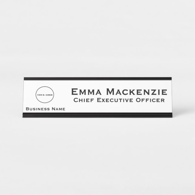 Placa de nombre de escritorio de negocios con logo (Anverso)