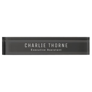 Placa de nombre de escritorio de negro escarchado