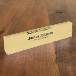 Placa de nombre de escritorio de oro cepillado ret
