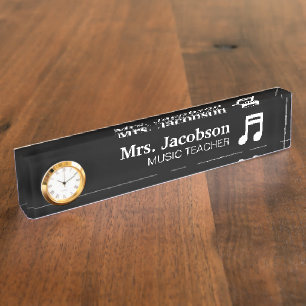 Placa de nombre de escritorio de profesor de músic