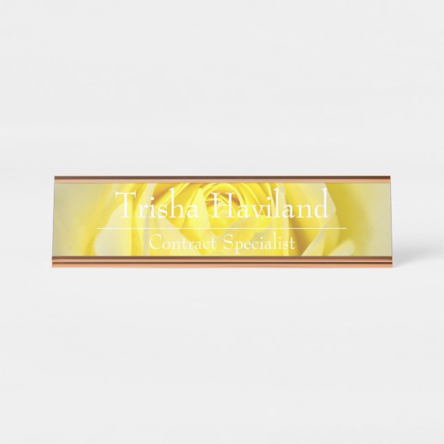 Placa de nombre de escritorio - Diseño de rosa ama (Anverso)