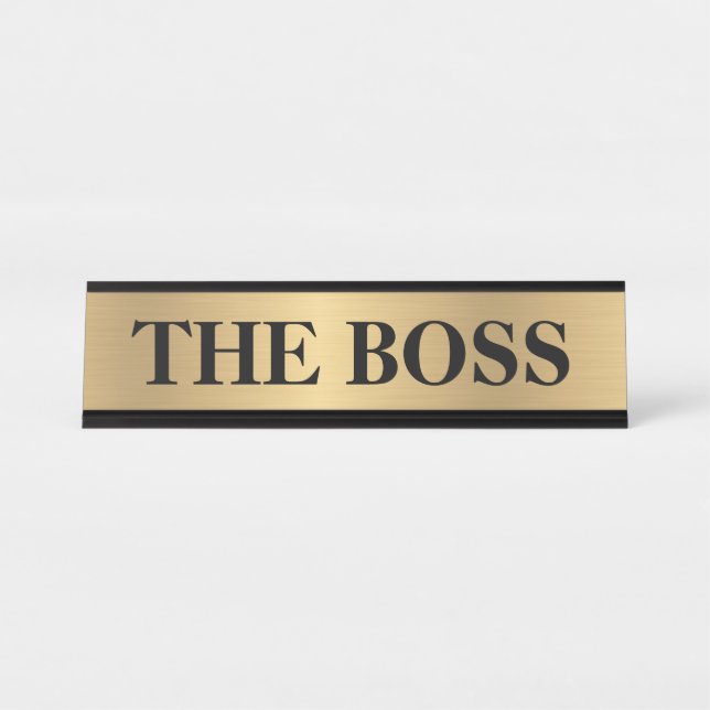 Placa de nombre de escritorio divertida "El Jefe"  (Anverso)