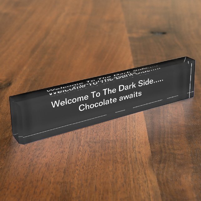 Placa de nombre de escritorio divertida Tema de hu (Lateral)