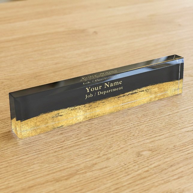 Placa de nombre de escritorio ejecutivo con efecto (Gold effect classy executive desk name plate.)
