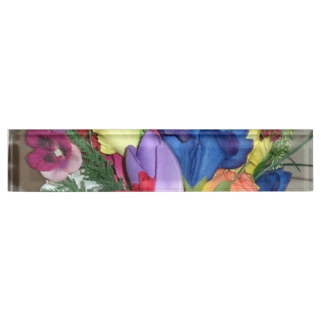 Placa de nombre de escritorio floral (Anverso)