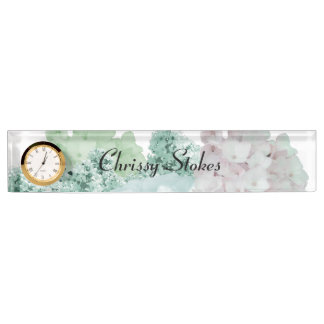 Placa de nombre de escritorio floral romántica sua
