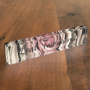 Placa de nombre de escritorio HAMbyWG - Rosa antig