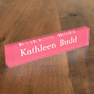 Placa de nombre de escritorio HAMbyWG - Rosa claro