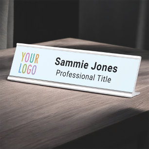 Placa de nombre de escritorio Light Blue 2x8 con l