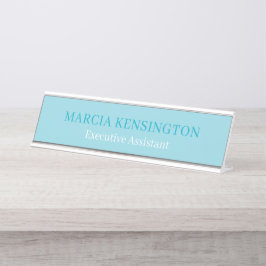 Placa de nombre de escritorio moderno azul acuátic