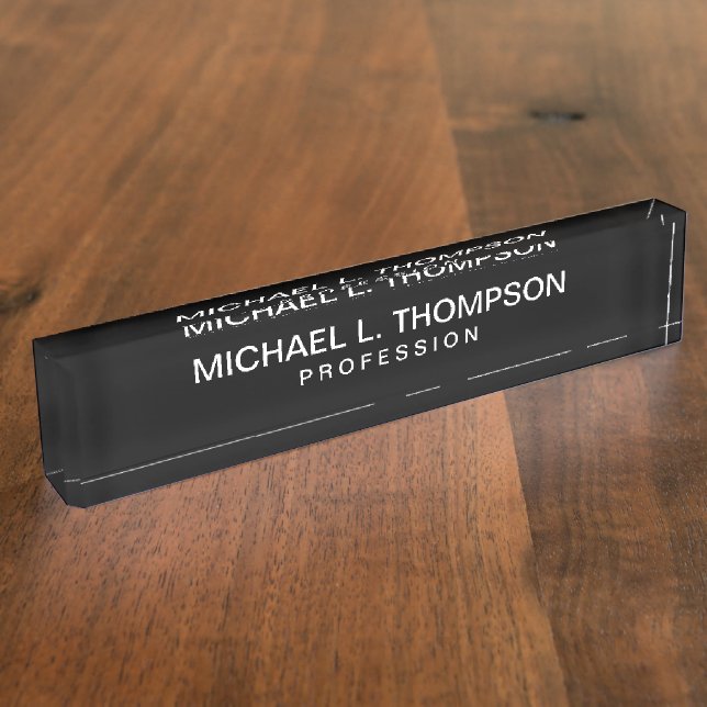 Placa de nombre de escritorio negro de profesión (Lateral)