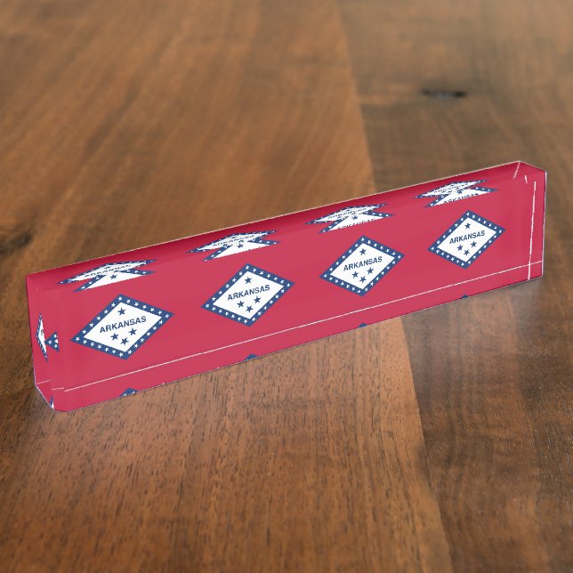 Placa de nombre de escritorio patriótico con bande (Lateral)