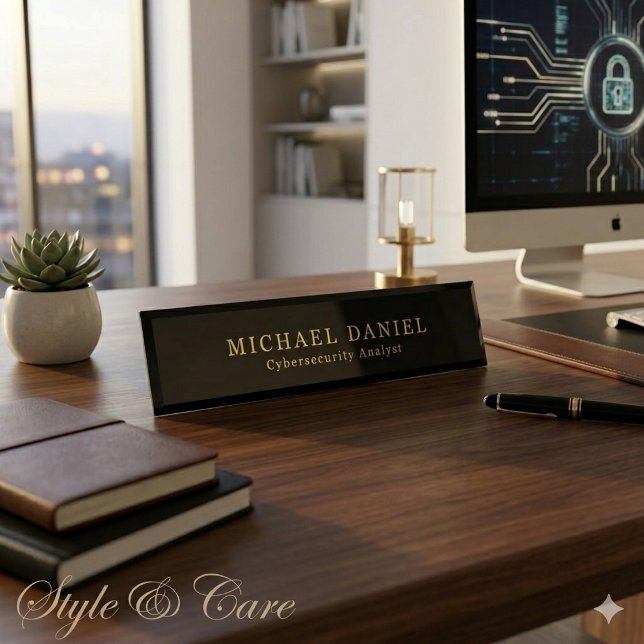 Placa de nombre de escritorio personalizada para p (Custom Desk Name Plate for Cybersecurity Pro)