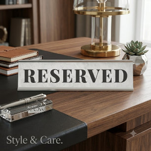 Placa de nombre de escritorio RESERVADA para ofici