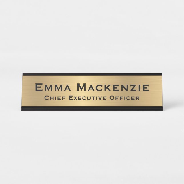 Placa de nombre de escritorio simple con aspecto m (Anverso)