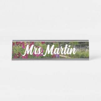Placa de nombre de jardín de flores