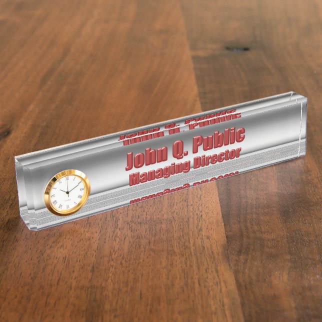 Placa de nombre de la mesa de acero a presión bise (Lateral)