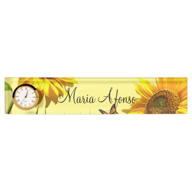 Placa de nombre de la mesa de mariposa de girasol (Anverso)