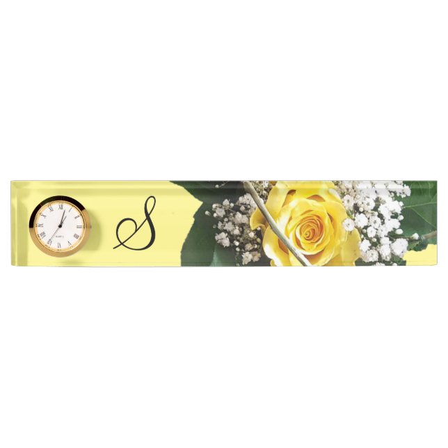 Placa de nombre de la mesa de rosa amarilla (Anverso)