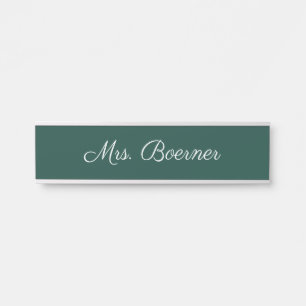Placa de nombre de pared colgante del profesor ver