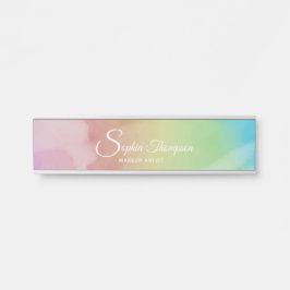 Placa de nombre de pastel arco iris con color de a