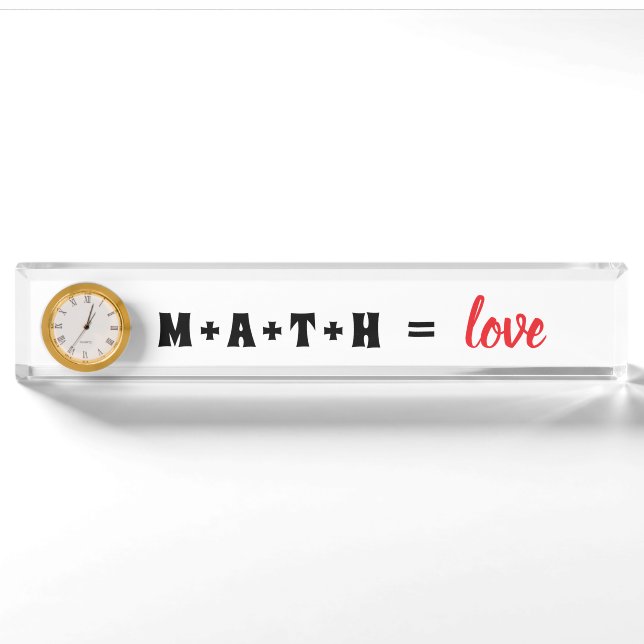 Placa de nombre de reloj de escritorio Math Equals (Anverso)