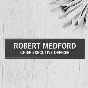 Placa de nombre de Rótulo de puerta negra profesio