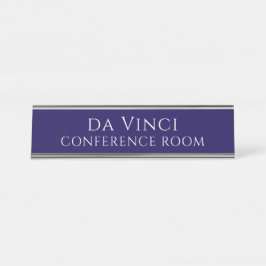 Placa de nombre de sala de conferencias azul elega