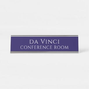 Placa de nombre de sala de conferencias azul elega
