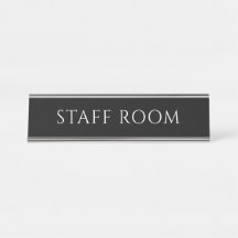 Placa de nombre de sala de personal elegante negro