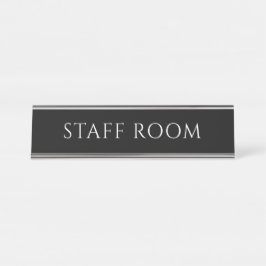 Placa de nombre de sala de personal elegante negro