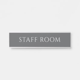 Placa de nombre de sala de personal gris elegante
