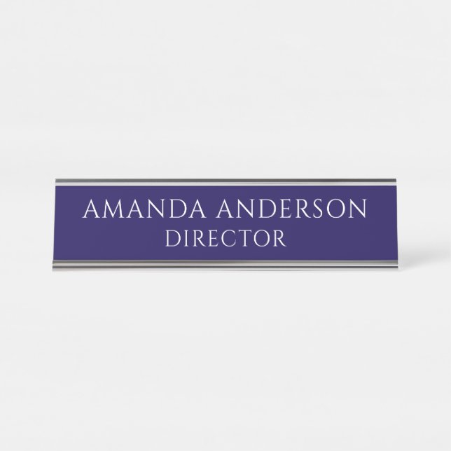 Placa de nombre de título de director azul elegant (Anverso)