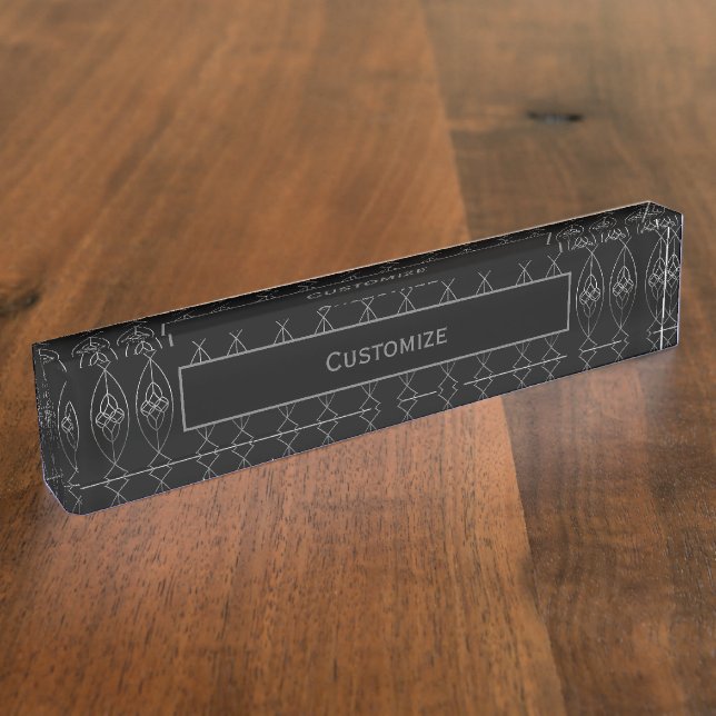 Placa De Nombre Deco negro y plateado (Lateral)