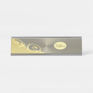 Placa De Nombre Decoración de oro de lujo en oro y plata, Monogra