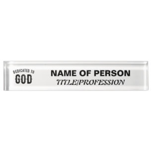 PLACA DE NOMBRE DEDICADO A DIOS PERSONALIZABLE GUAY TEXTO NEGRO