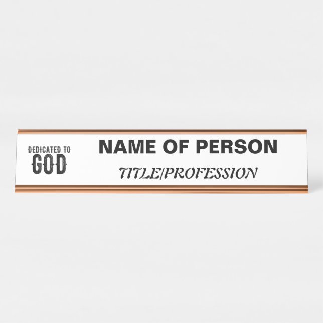 PLACA DE NOMBRE DEDICADO A DIOS PERSONALIZABLE GUAY TEXTO NEGRO (Anverso)