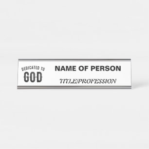 PLACA DE NOMBRE DEDICADO A DIOS PERSONALIZABLE GUAY TEXTO NEGRO