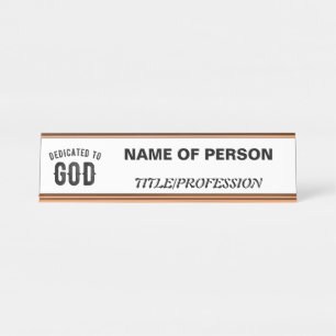 PLACA DE NOMBRE DEDICADO A DIOS PERSONALIZABLE GUAY TEXTO NEGRO