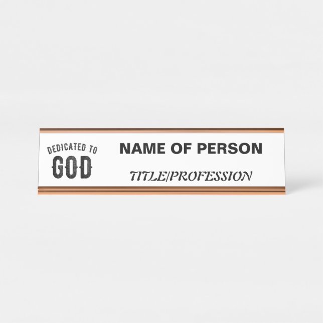 PLACA DE NOMBRE DEDICADO A DIOS PERSONALIZABLE GUAY TEXTO NEGRO (Anverso)