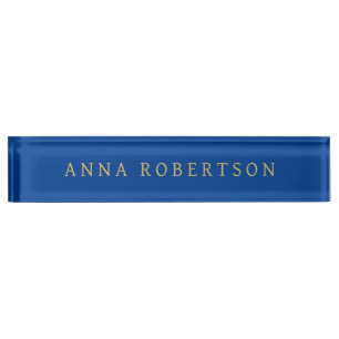 Placa De Nombre Deep Blue Gold Profesional Moda Minimalista de mod