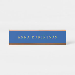 Placa De Nombre Deep Blue Gold Profesional Moda Minimalista de mod