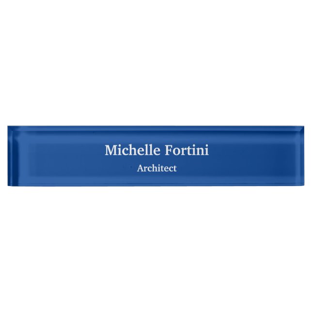 Placa De Nombre Deep Blue Profesional Plain Moderno Elegante (Anverso)